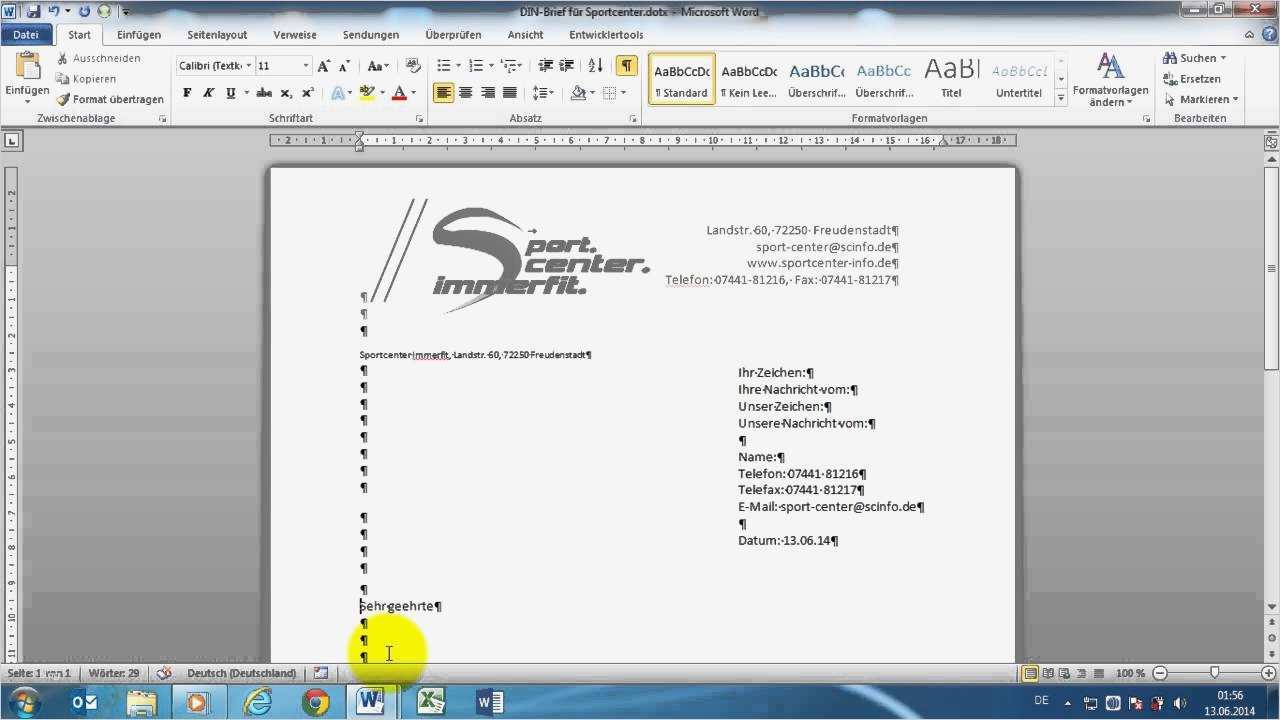 Word 2010 Vorlage Erstellen Erstaunlich Word 2010 Geschäftlicher Din Brief 5008 Vorlage Erstellen