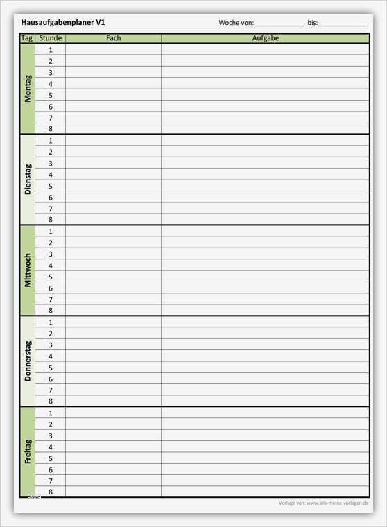 Word Berichtsheft Vorlage Einzigartig Hausaufgabenplaner