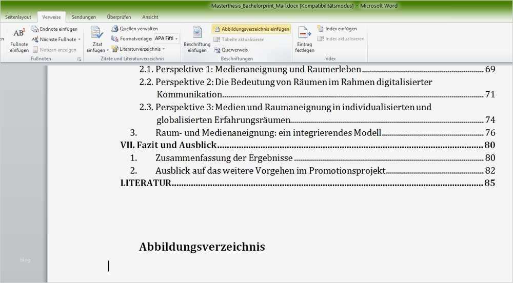 Word Vorlage Bachelorarbeit Wunderbar Abbildungsverzeichnis In Word Erstellen