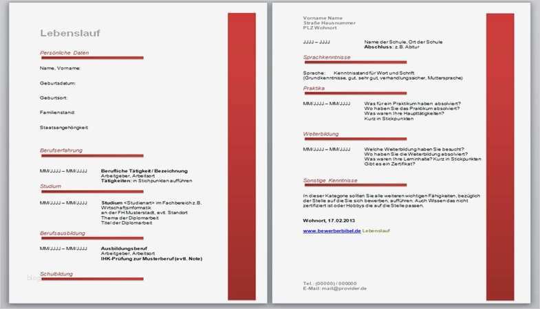Word Vorlage Bewerbung Lebenslauf Elegant Lebenslauf Muster Kostenlos Muster Beispiel Gratis