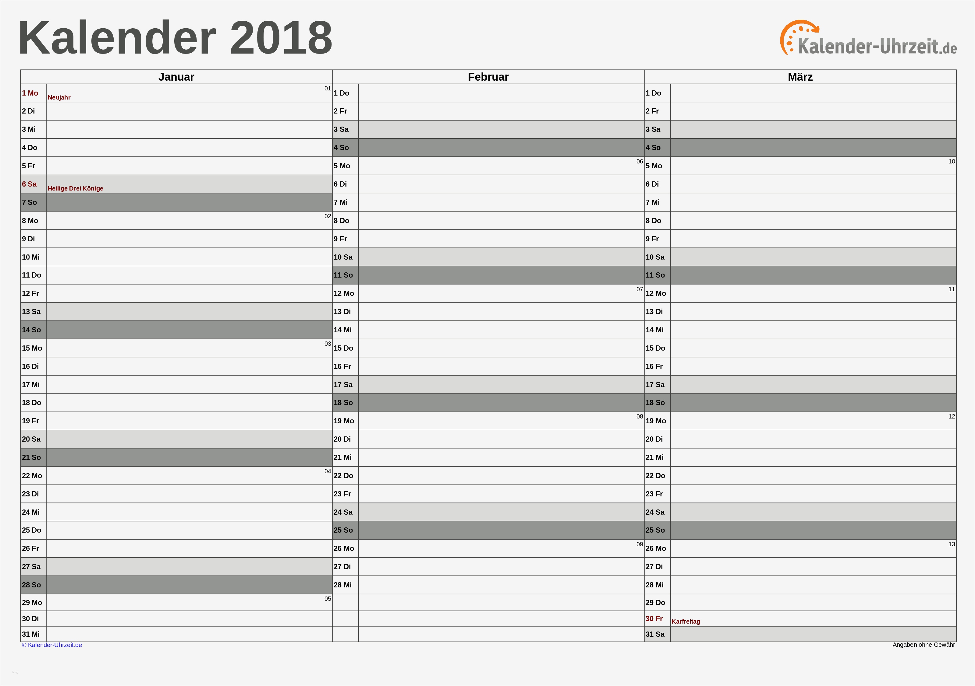 Word Vorlage Kalender 2018 Fabelhaft Kalender 2018 Zum Ausdrucken Kostenlos
