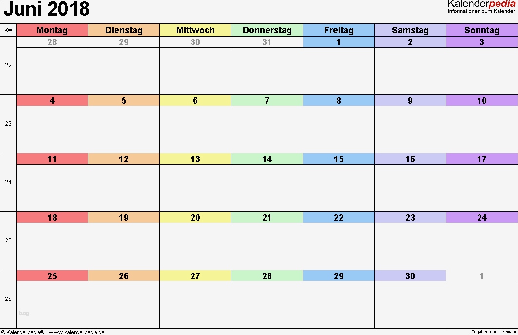 Word Vorlage Kalender 2018 Gut Kalender Juni 2018 Als Word Vorlagen