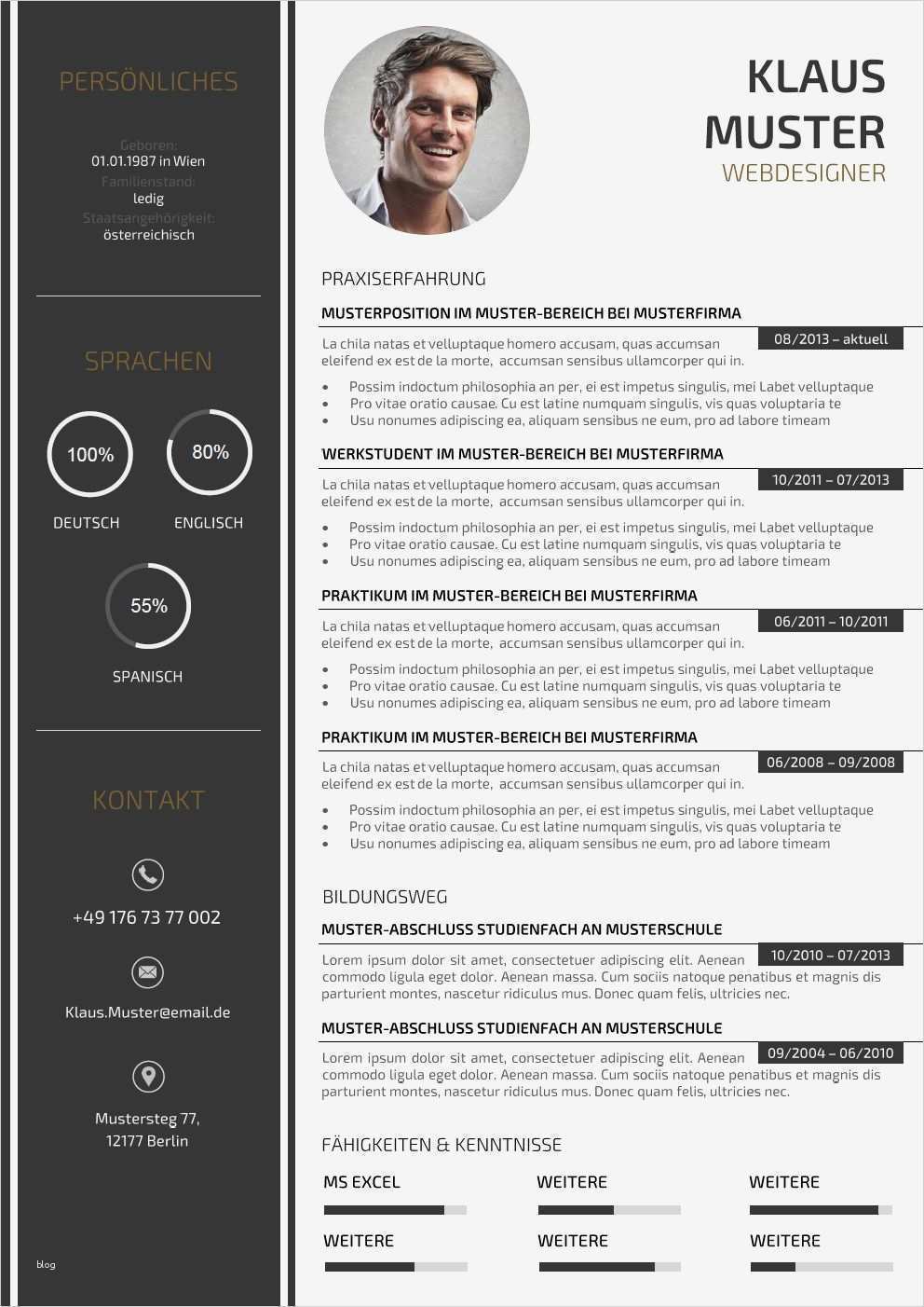 Word Vorlage Lebenslauf Perfekt Gestalten Freeware Download Schön Premium Bewerbungsmuster 3
