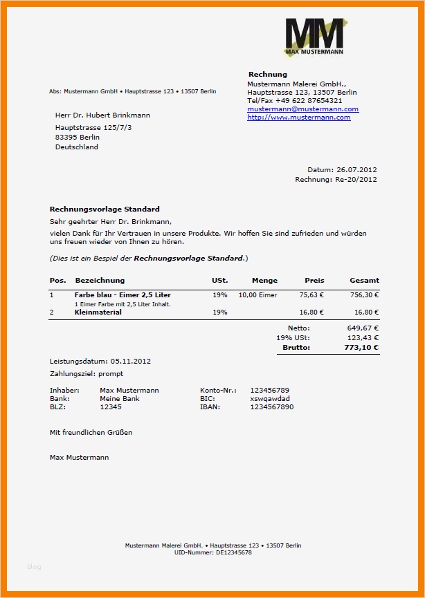 Word Vorlage Rechnung Erstaunlich 6 Handwerkerrechnung Muster
