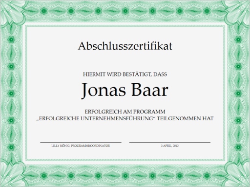 Word Vorlage Zertifikat Wunderbar Zertifikate Fice