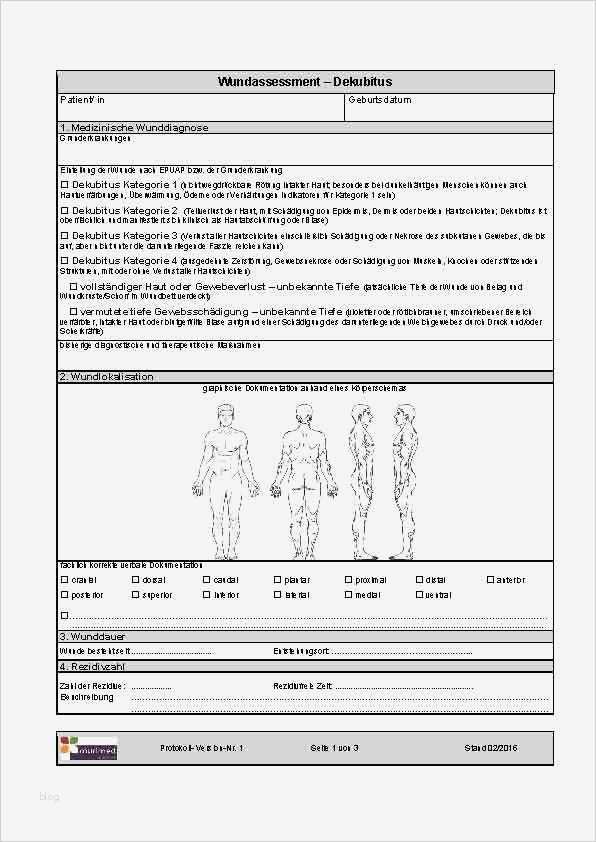 Wunddokumentation Vorlage Wunderbar formulare & Protokolle