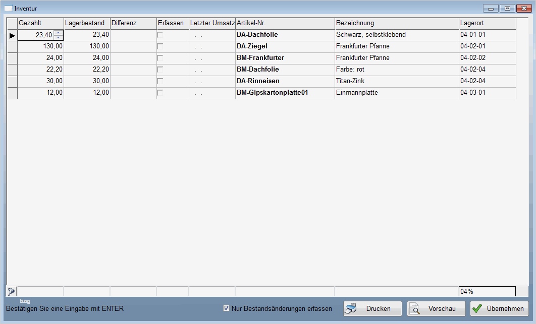 Inventur Hyreka Warenwirtschaft