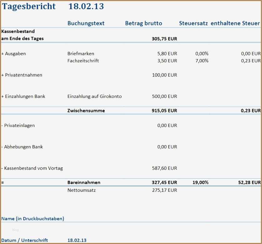 Zählprotokoll Kasse Vorlage Erstaunlich 20 Kassenbericht Muster Vorlagen123 Vorlagen123