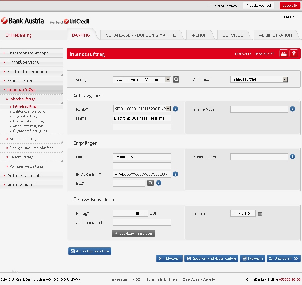 Zahlungsanweisung Vorlage österreich Word Beste Bank Austria Guided tour
