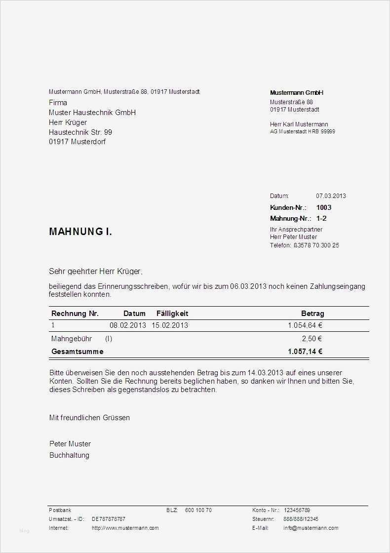 Zahlungserinnerung Miete Vorlage Schönste Muster Mahnung Erstellt Mit Dem Programm Hth Rechnungen