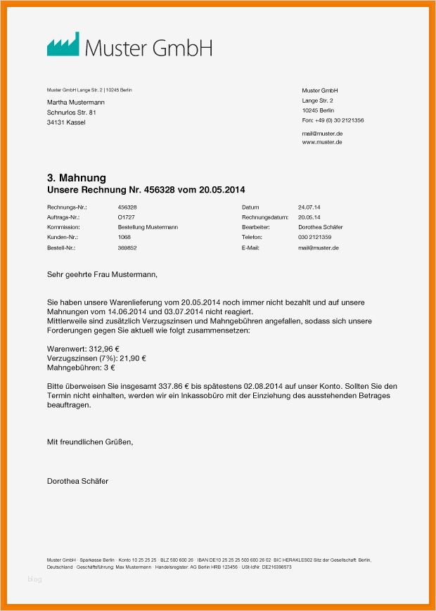 Zahlungserinnerung Vorlage Erstaunlich 7 Zahlungserinnerung Muster