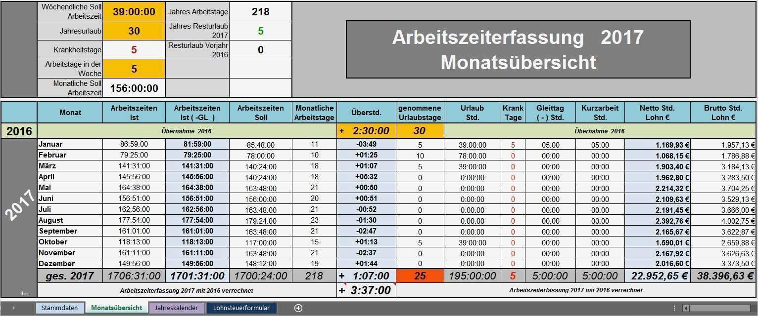 Zeiterfassung 2017 Excel Vorlage Kostenlos Beste Zeiterfassung Excel tool Arbeitszeiterfassung 2017