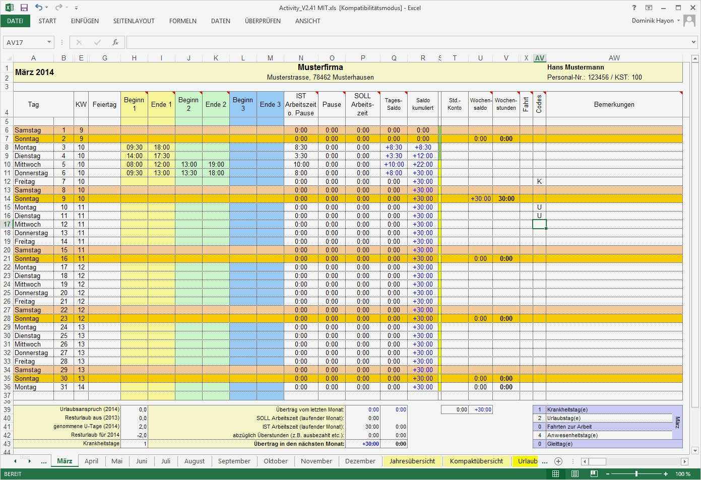 Zeiterfassung Excel Vorlage Kostenlos Angenehm Zeiterfassung In Excel Activity Report Download Chip