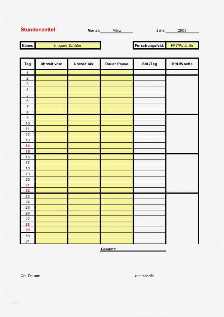 Zeiterfassung Excel Vorlage Kostenlos Hübsch Stundenzettel Excel Vorlage Kostenlos 2016 – Kostenlos