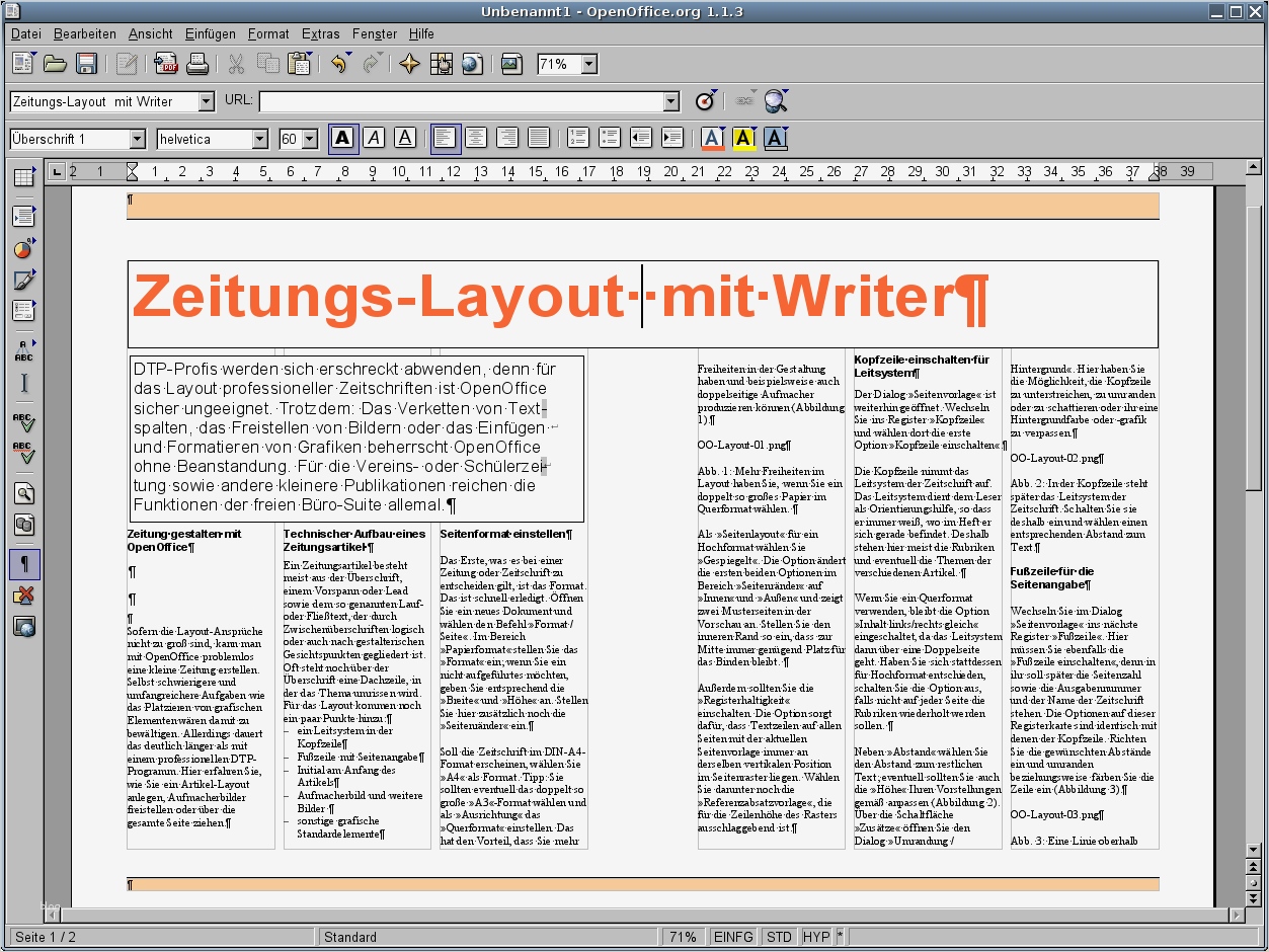 EasyLinux EasyLinux 09 2005 Layout mit Open fice Writer
