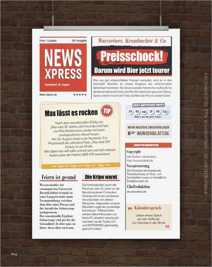 Zeitung Erstellen Vorlage Bewundernswert Drucke Selbst Einladung Im Zeitungsstil Kostenlos