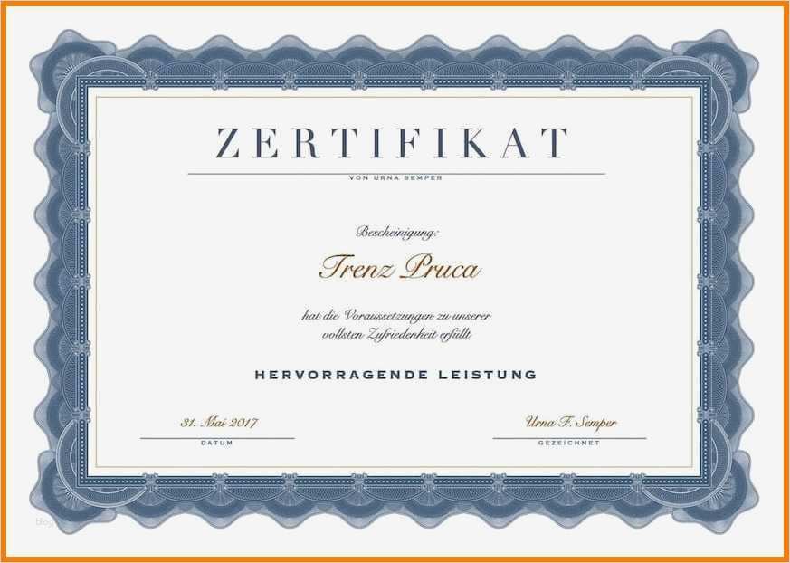 Zertifikat Vorlage Bewundernswert 8 Muster Zertifikat