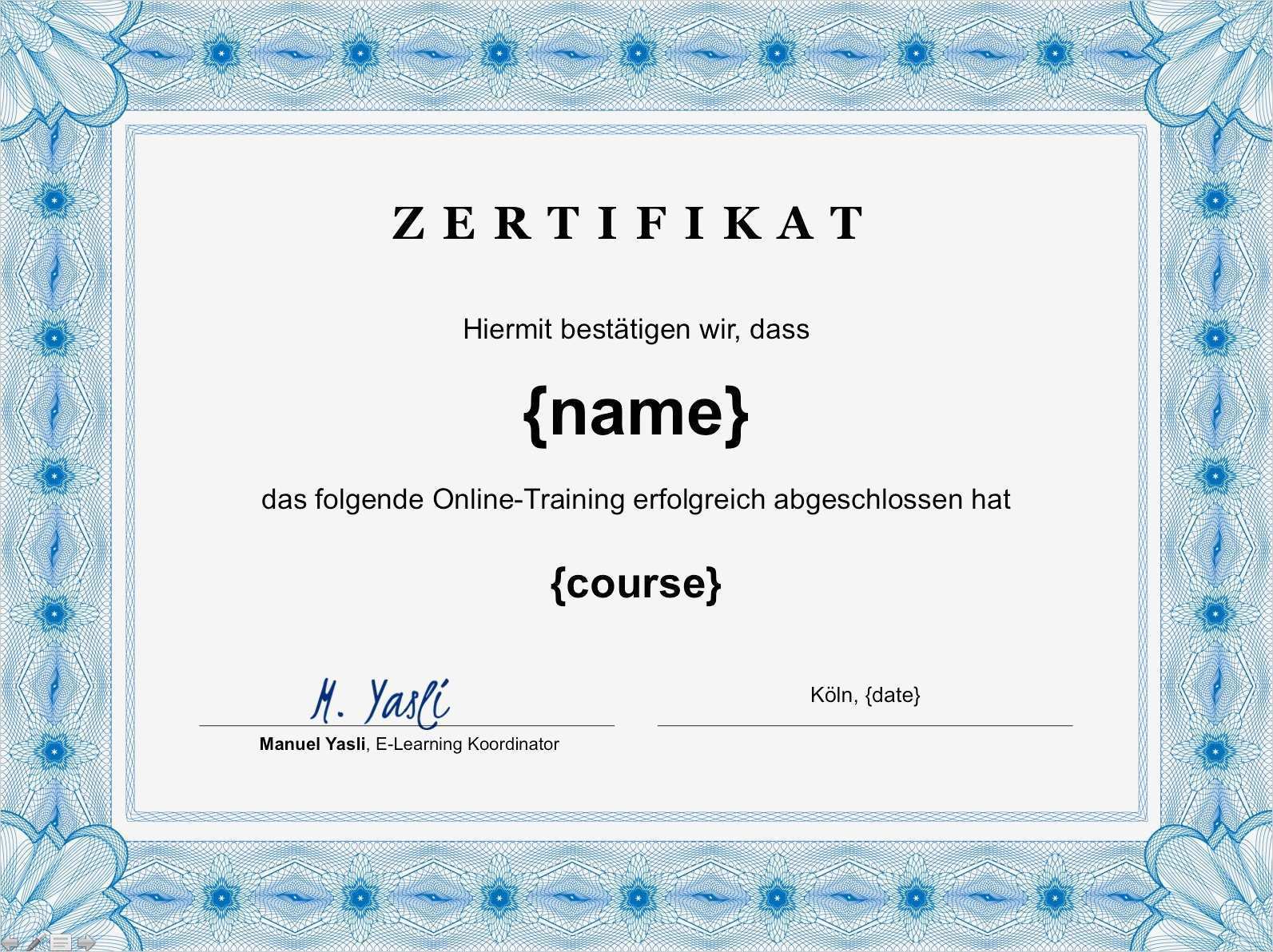 Ungewöhnlich Vorlage Zertifikat Der Teilnahme