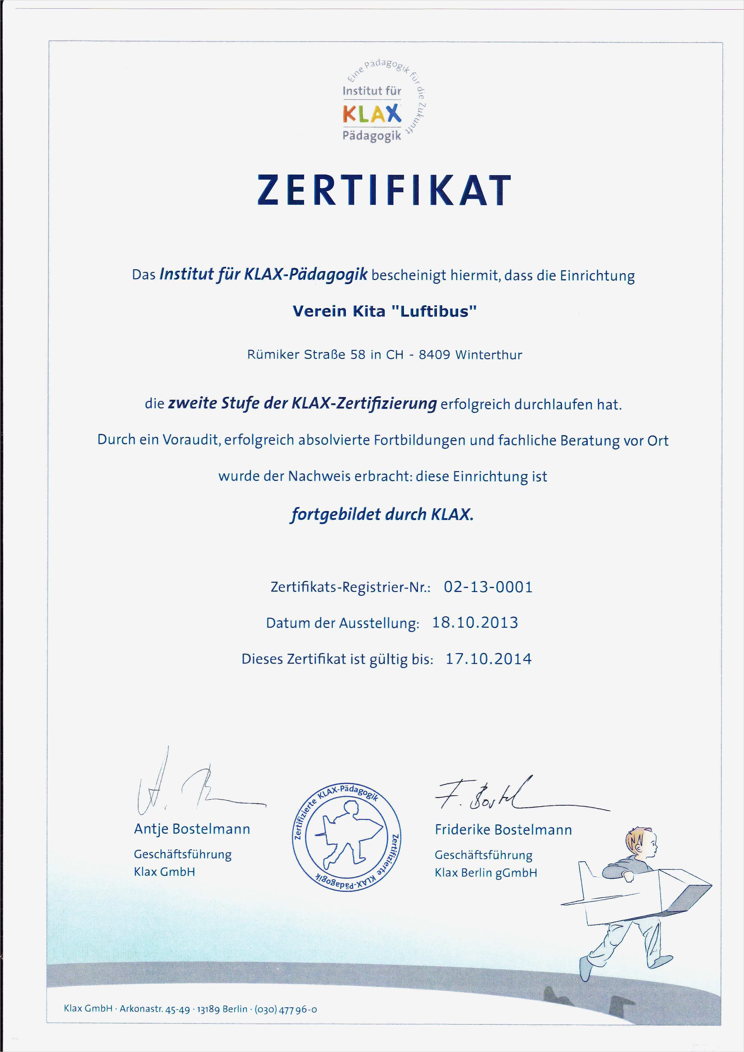 Zertifikat Vorlage Wunderbar Klax Zertifizierung