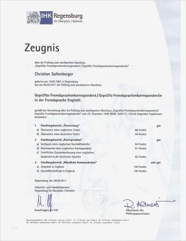 Zeugnis Vorlage Beste Zeugnis Fremdsprachenkorrespondent