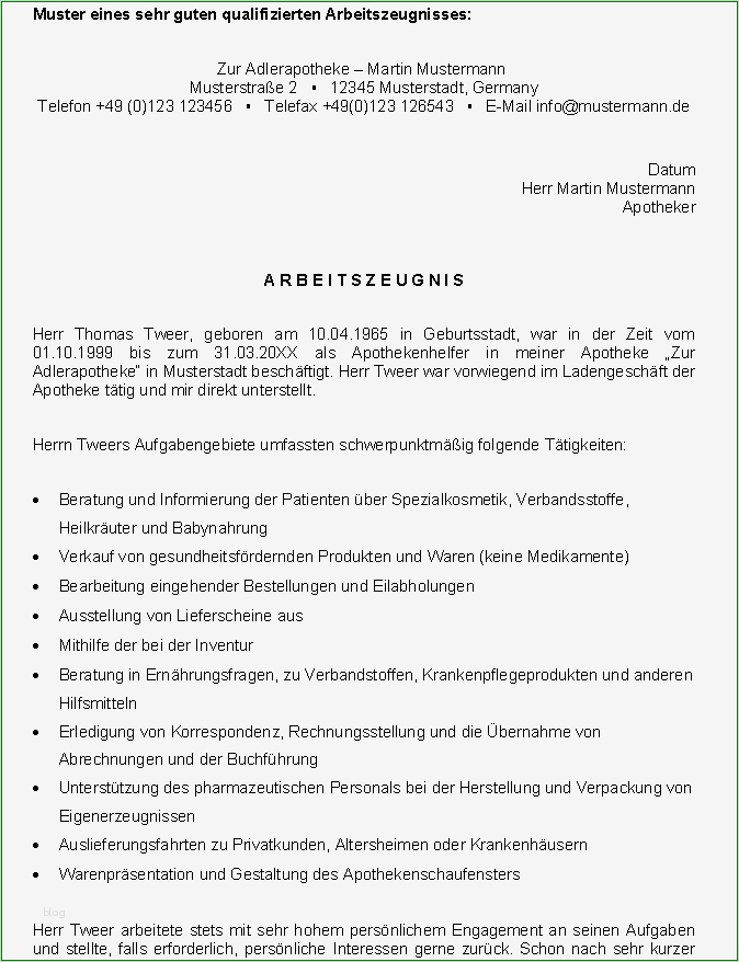 Zeugnis Vorlage Cool Apothekenhelfer Zeugnis Ag sofort Download