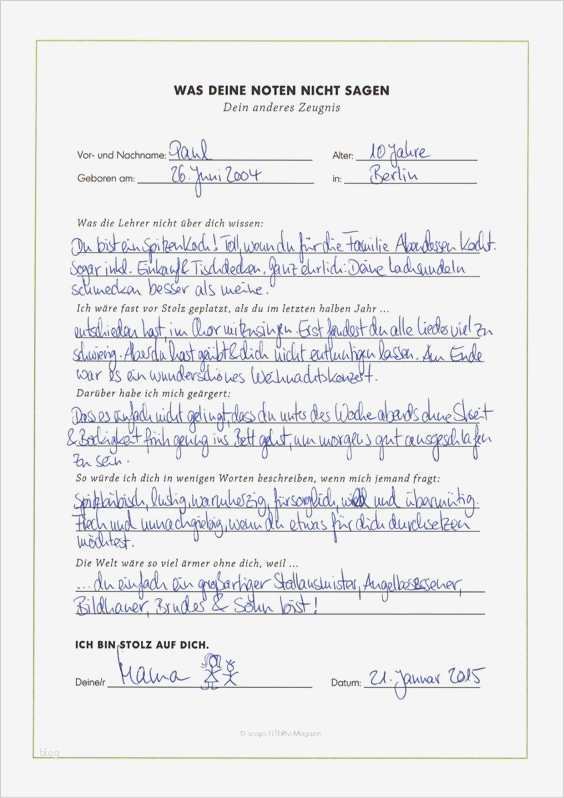 Zeugnis Vorlage Zum Ausfüllen Beste Mehr Als Schulnoten Das Etwas andere Zeugnis