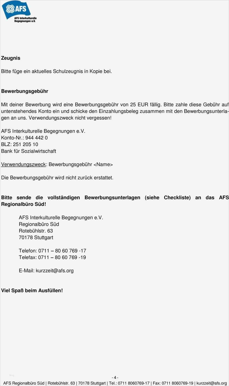 Zeugnis Vorlage Zum Ausfüllen Einzigartig Hinweise Zum Ausfüllen Der Bewerbungsunterlagen Afs