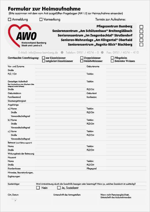 Zeugnis Vorlage Zum Ausfüllen Erstaunlich Service – Awo Bamberg