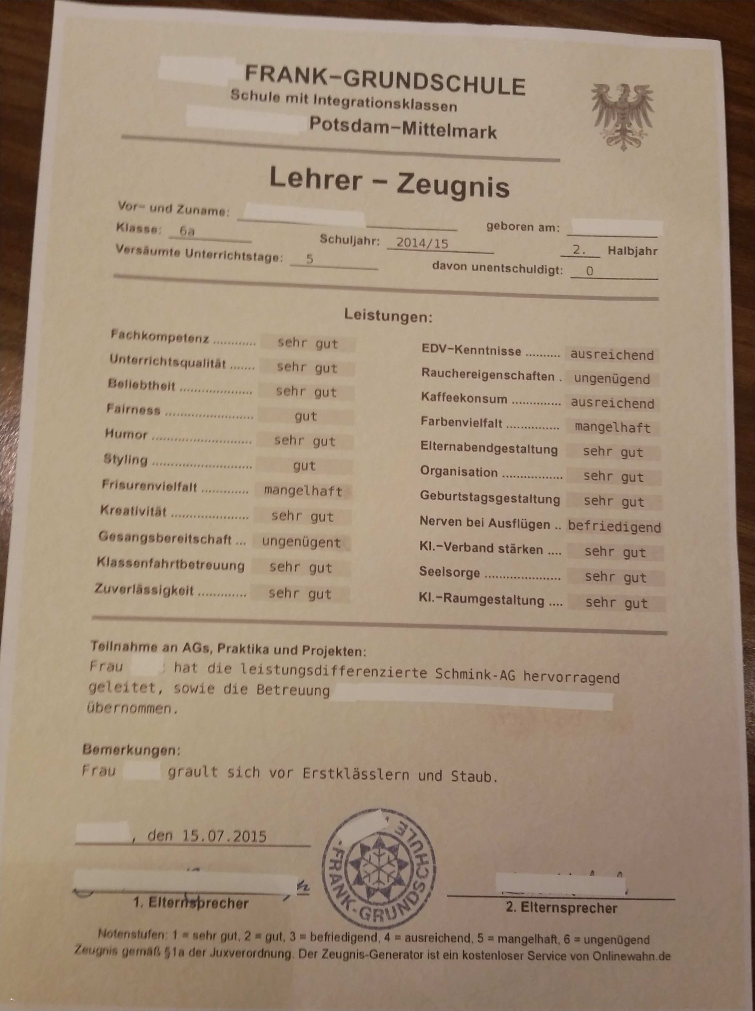 Zeugnis Vorlage Zum Ausfüllen Gut Abschiedsgeschenk Für Lehrer Kollegen – Verrücktes