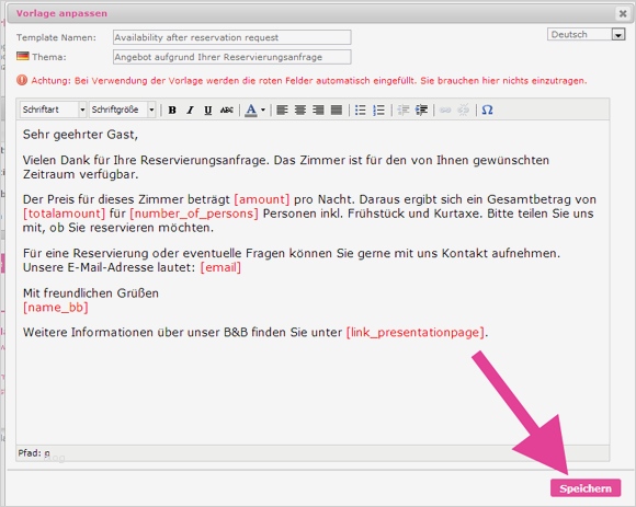 Zimmer Reservieren Vorlage Erstaunlich E Mail Vorlagen Im Reservierungssystem Selbst Erstellen