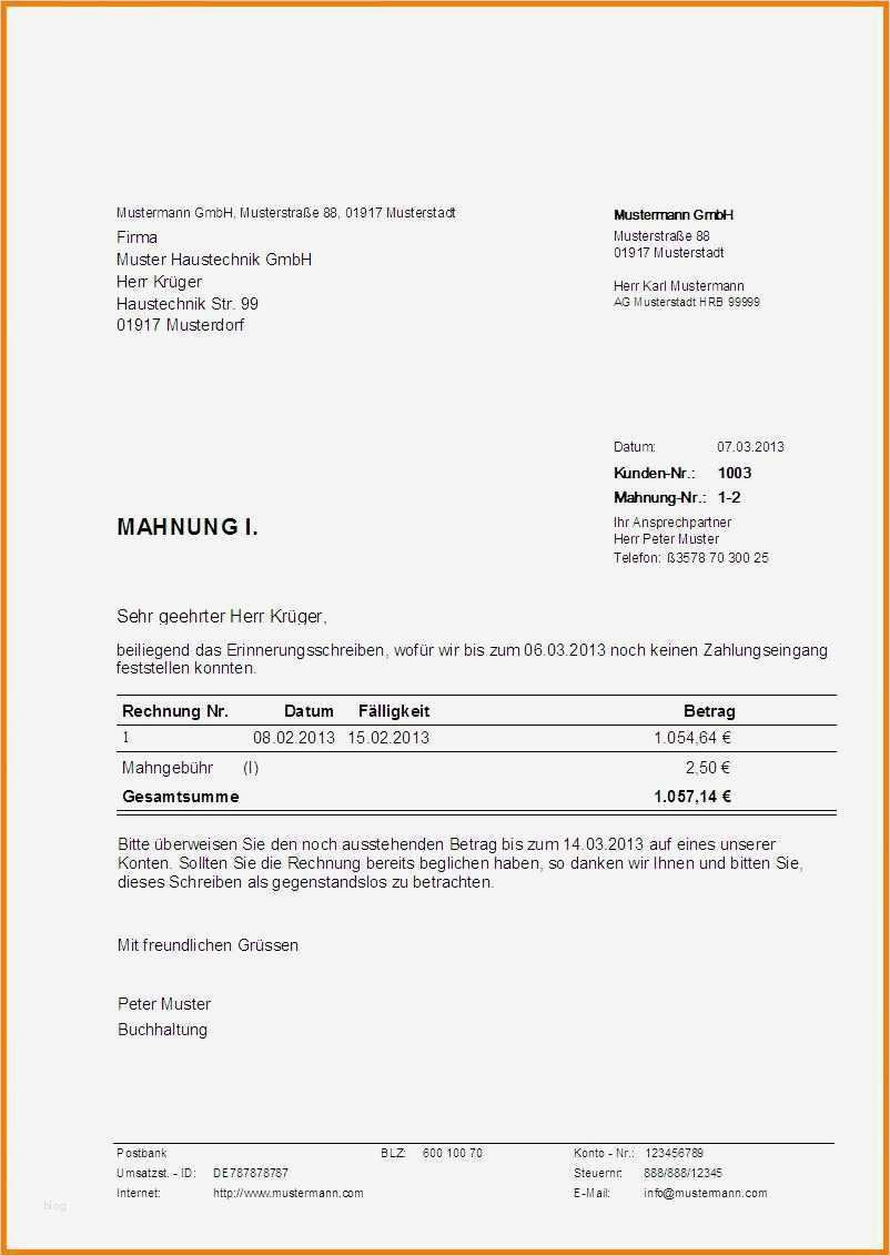 1 Mahnung Schreiben Vorlage Fabelhaft 5 Mahnungen Schreiben