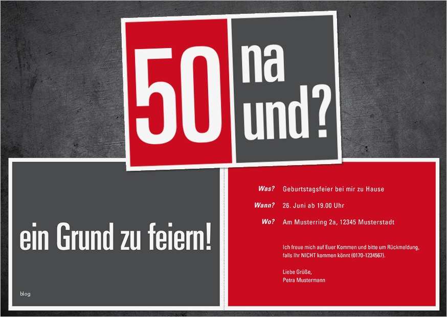 50 Geburtstag Einladung Vorlage Kostenlos Schönste Einladungskarte Zum 50 Geburtstag 50 Na Und Von