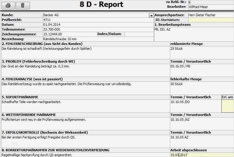 8d Report Vorlage Englisch Erstaunlich Reklamationsmanagement 8d Report Fehlermanagement