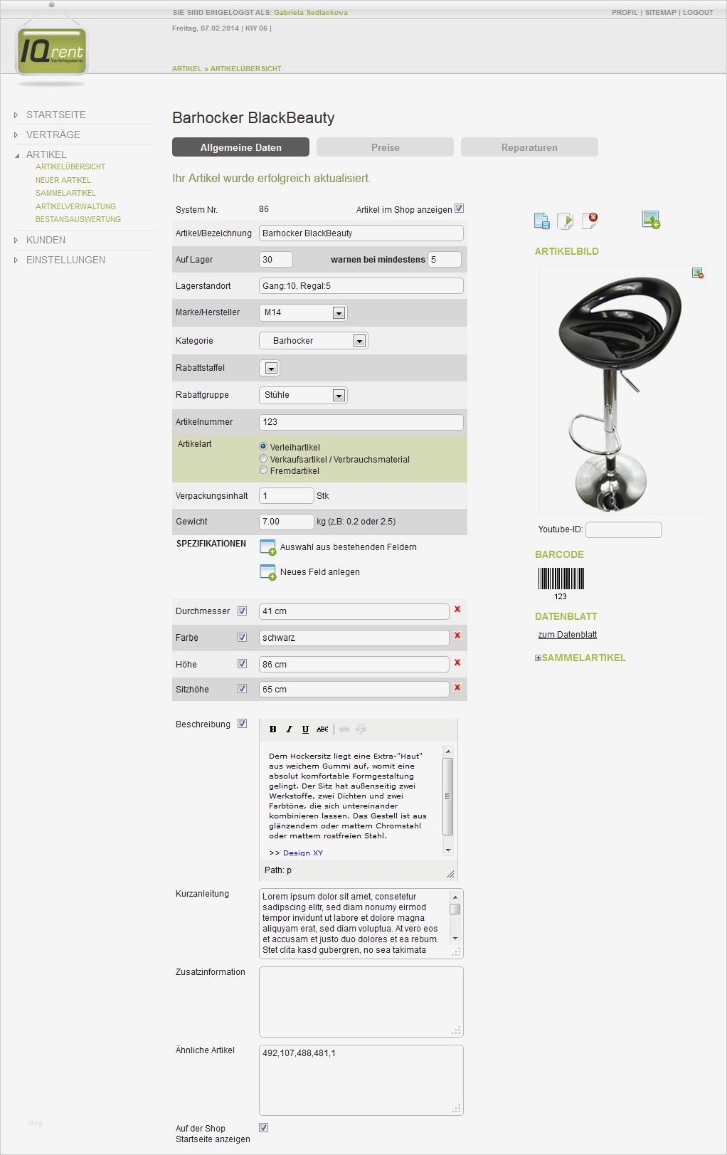 Abi Artikel Vorlage Angenehm Artikel Import Vorlage– Iqrent Verleihsoftware