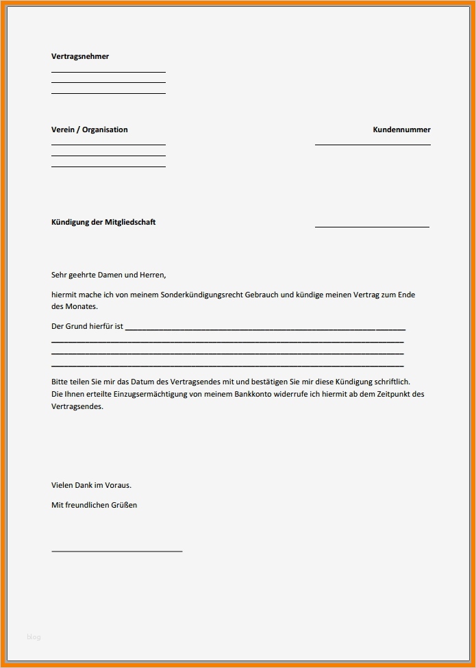 Abmeldung Verein Vorlage Süß 8 ündigung Verein