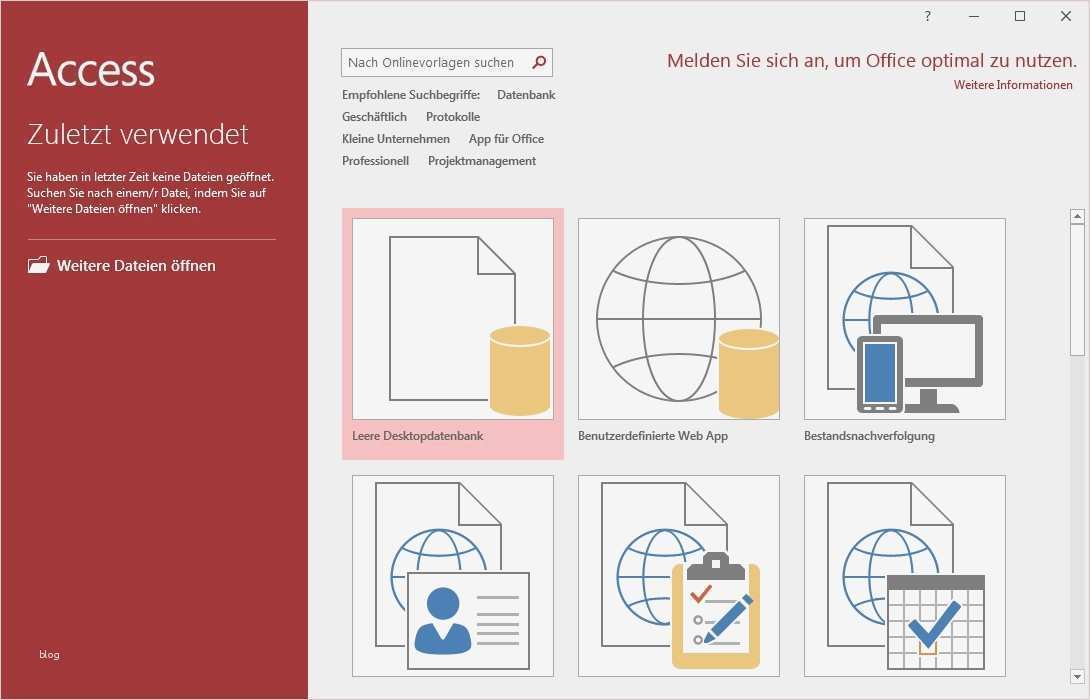 Access 2016 Vorlagen Hübsch Erste Schritte Anleitung Microsoft Access Datenbank