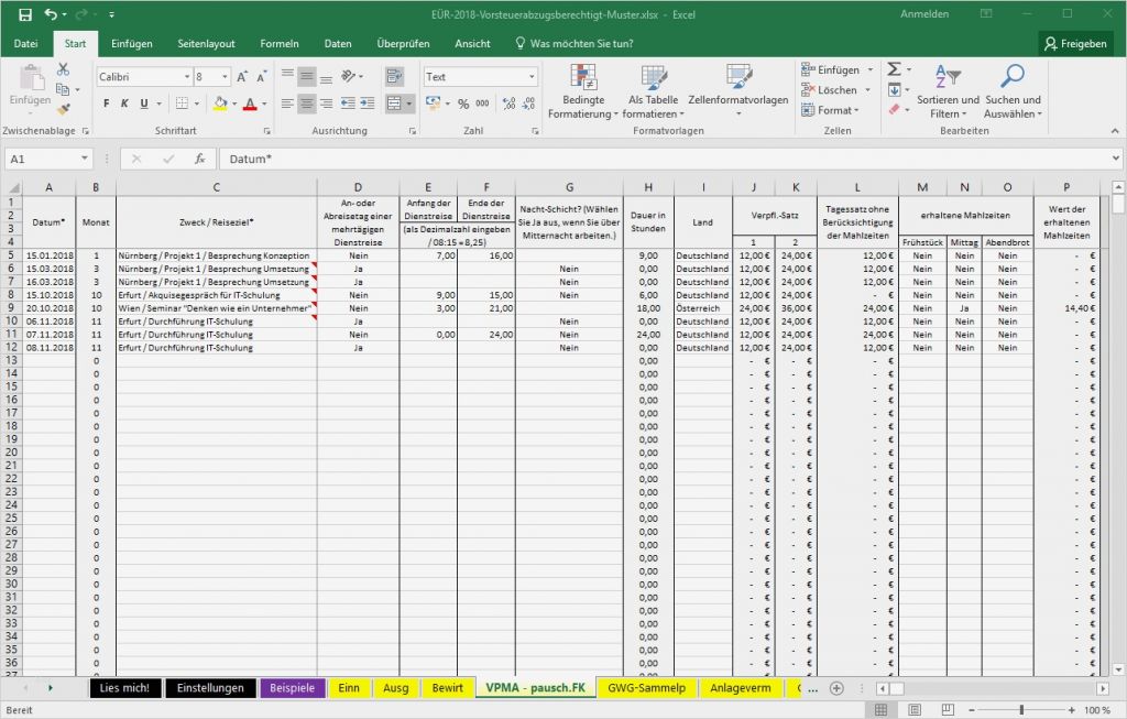 Adressdatenbank Excel Vorlage Inspiration Excel Vorlage Einnahmenüberschussrechnung EÜr Pierre