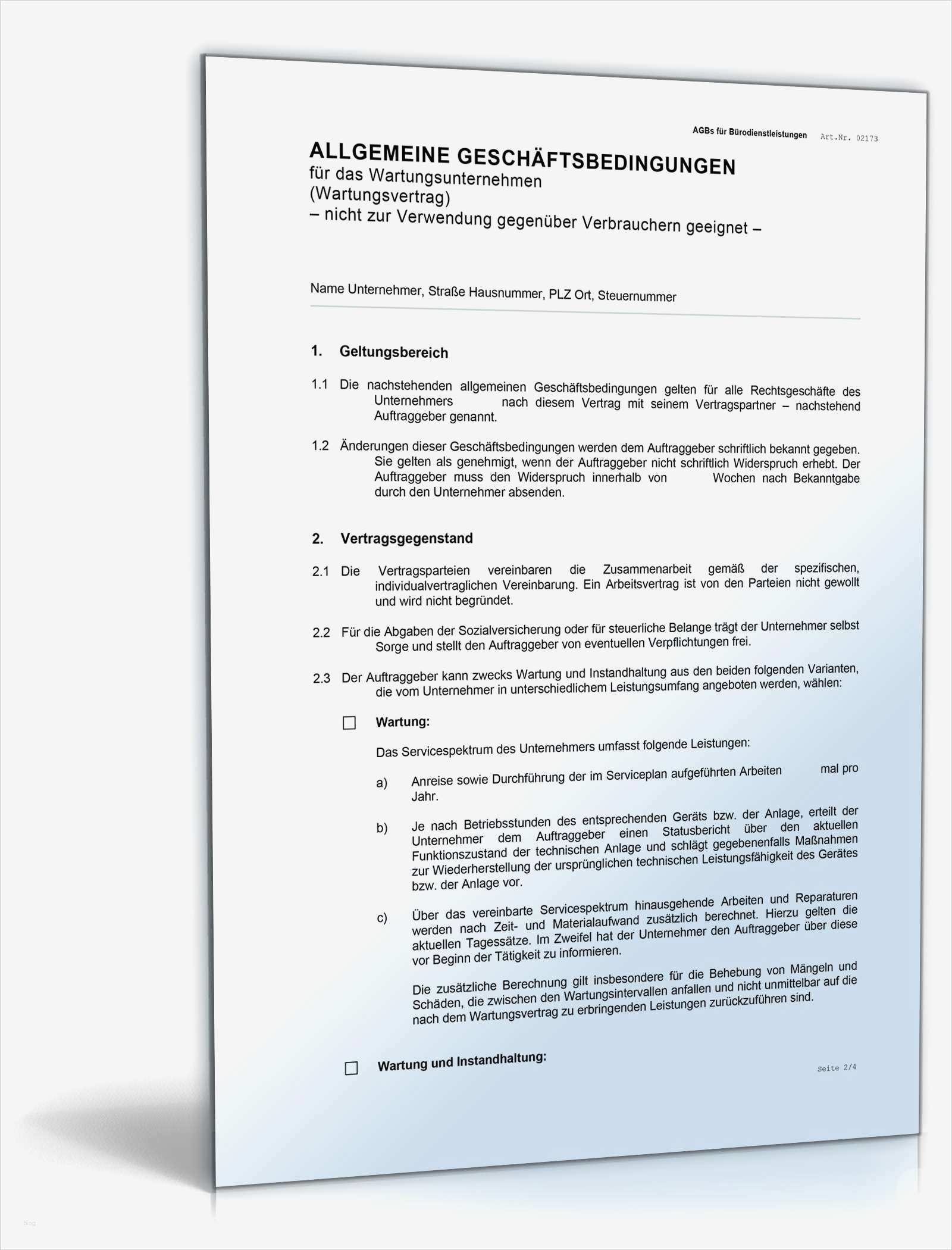 Agb Vorlage Handwerk Best Of Agb Wartungsunternehmen