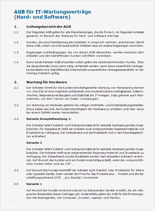 Agb Vorlage Handwerk Cool Agb It Wartungsverträge Vorlage Zum Download