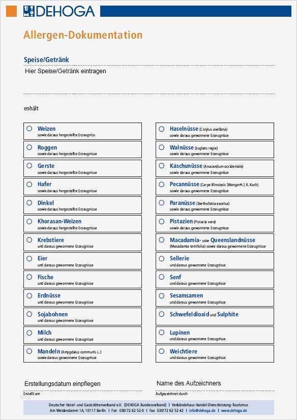 Allergenliste Gastronomie Vorlage Beste Allergene Kennzeichnungspflicht Für Deutschlands