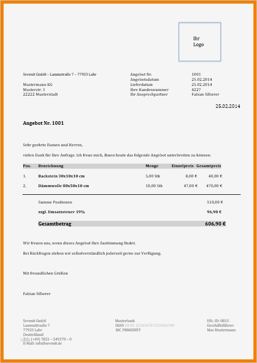 Angebot Freelancer Vorlage Best Of 13 Angebot Schreiben Muster