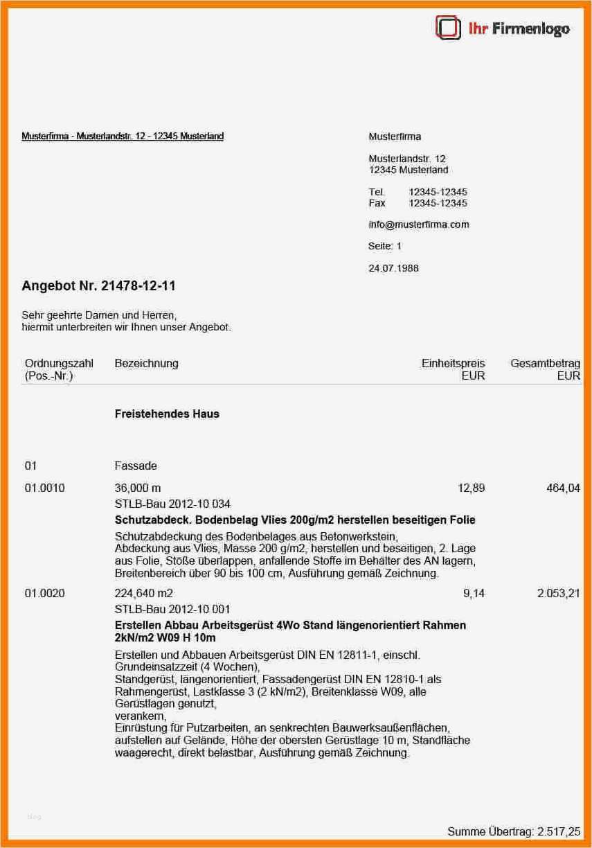 Angebot Freelancer Vorlage Einzigartig 12 Angebotsschreiben Muster