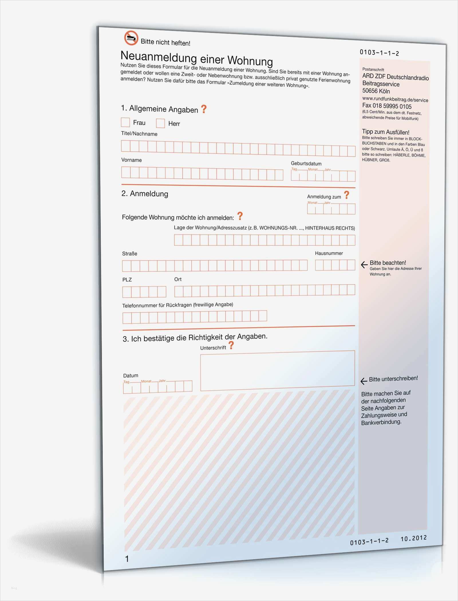 Anmeldeformular Vorlage Word Angenehm Rundfunkbeitrag Anmeldung Privat