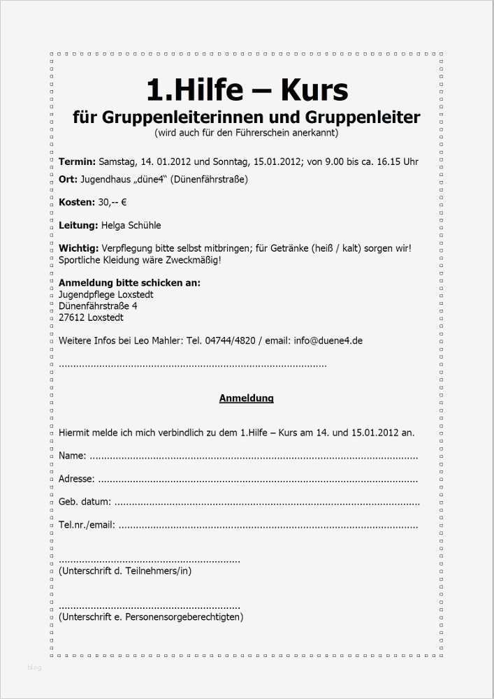 Anmeldeformular Vorlage Word Einzigartig Jugendpflege Loxstedt Dünearchiv