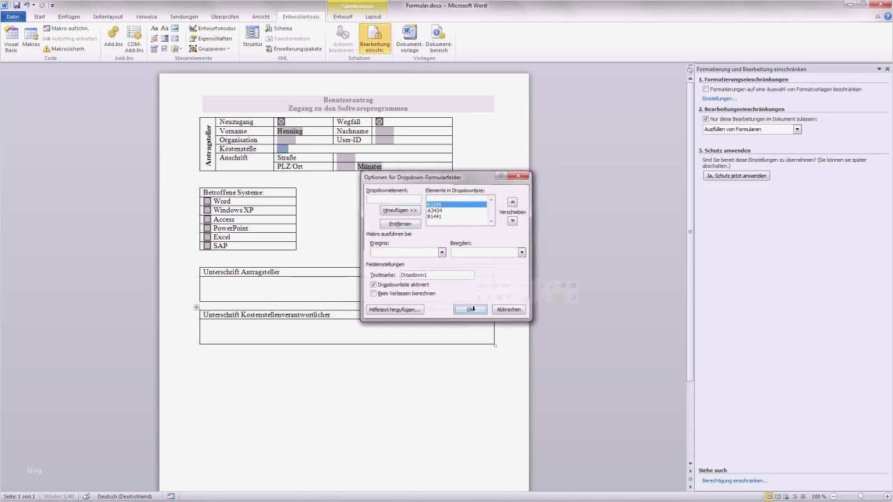 Anmeldeformular Vorlage Word Süß Word 2010 formular Erstellen