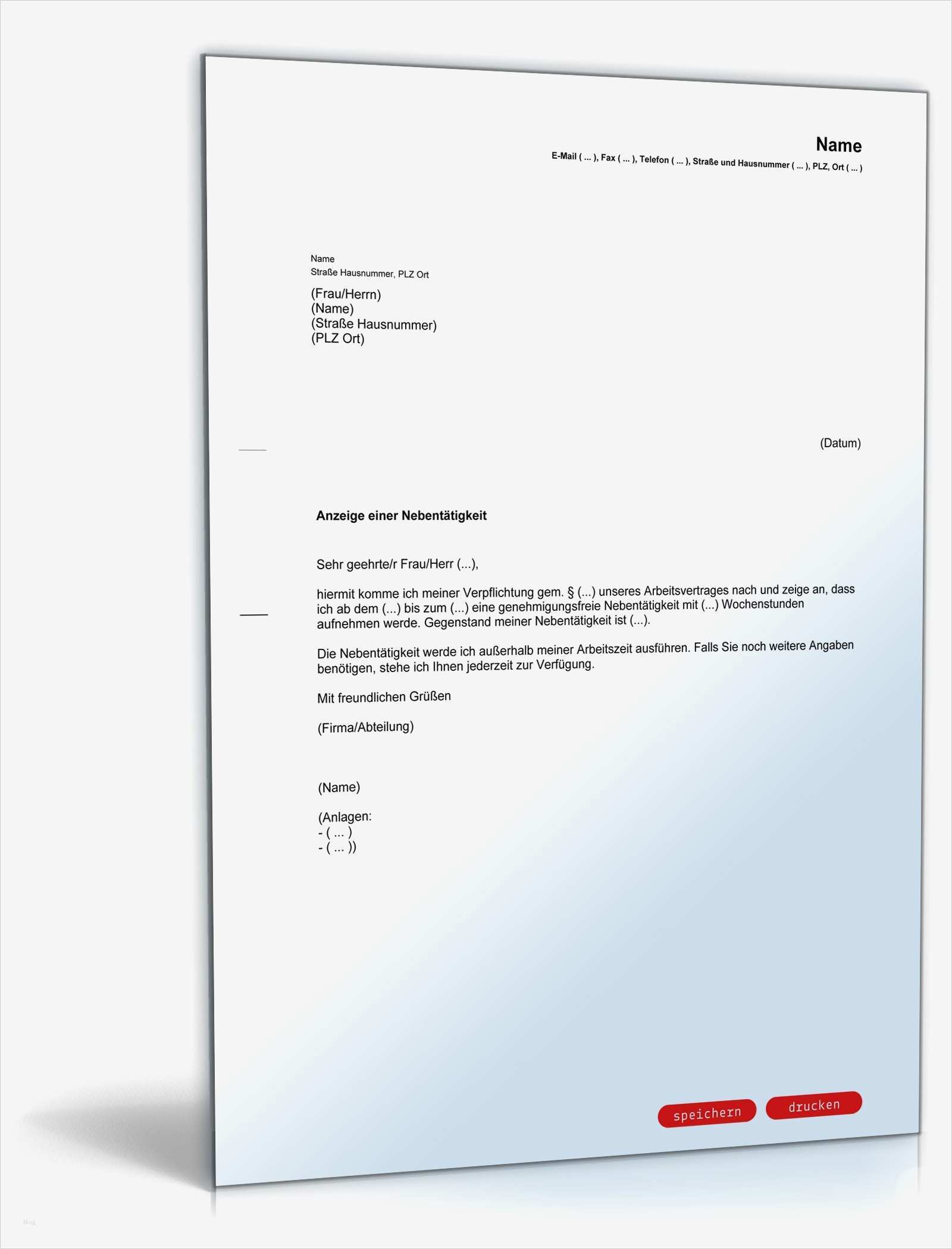 Anmeldung Nebentätigkeit Beim Arbeitgeber Vorlage Elegant Antrag Auf Genehmigung Einer Nebentätigkeit
