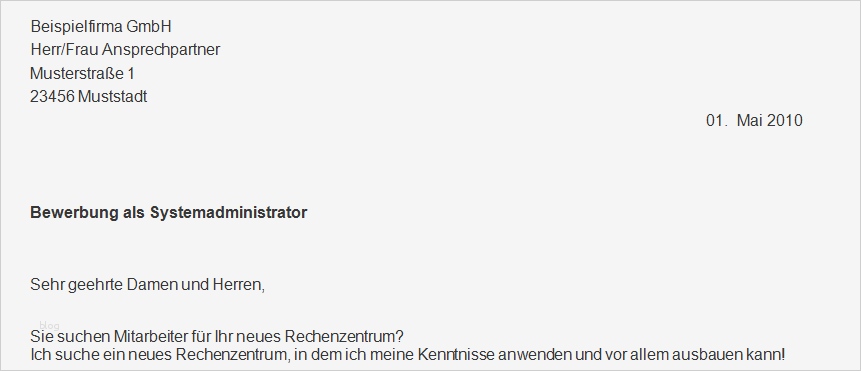 Anschreiben Systemadministrator Vorlage Hübsch Bewerbungsschreiben Als Systemadministrator