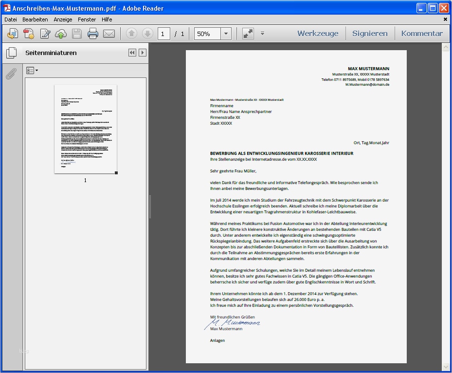Anschreiben Vorlage Pdf Cool Bewerbung Muster