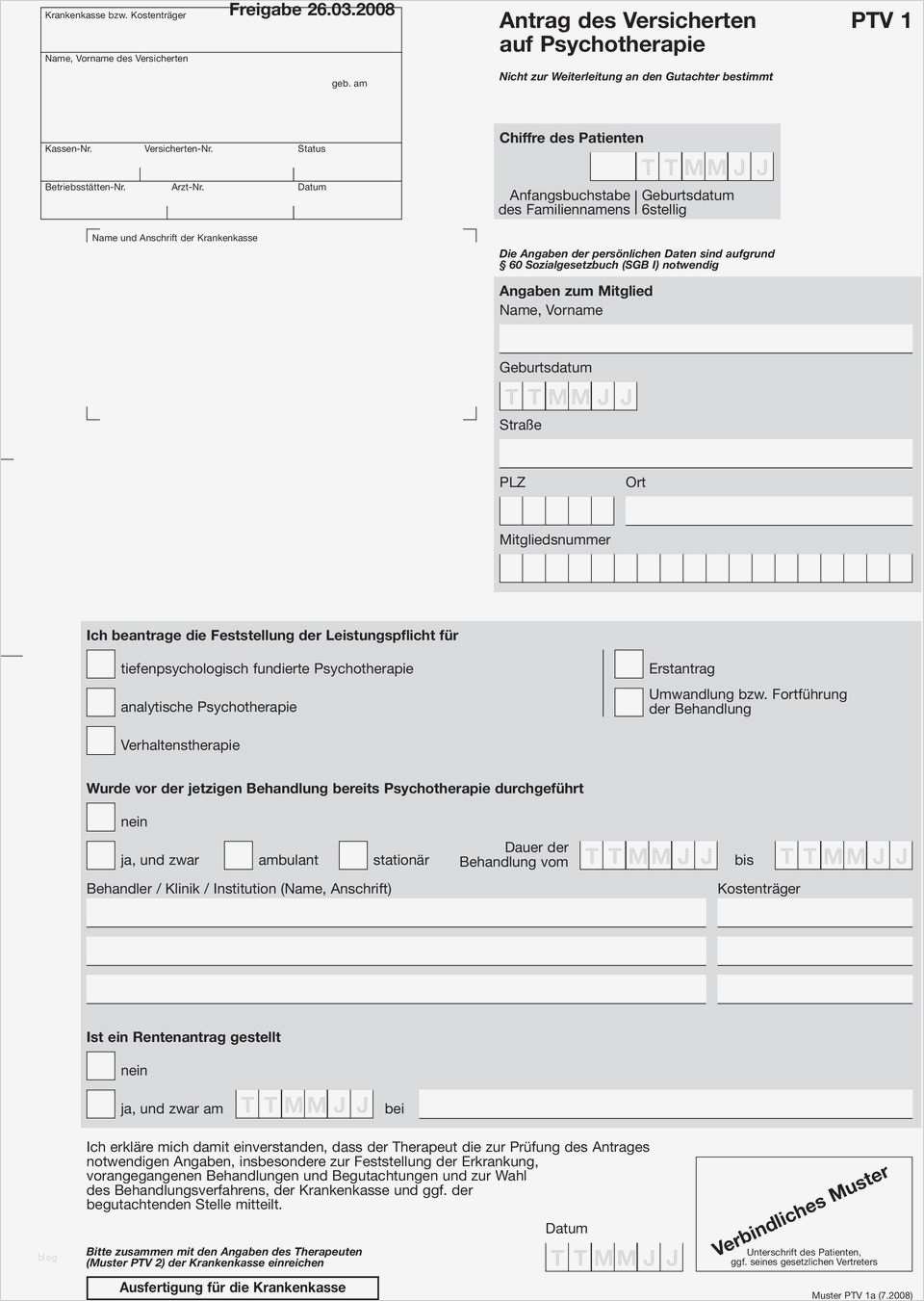 Antrag Kostenerstattung Psychotherapie Vorlage Genial Antrag Des Versicherten Auf Psychotherapie Pdf