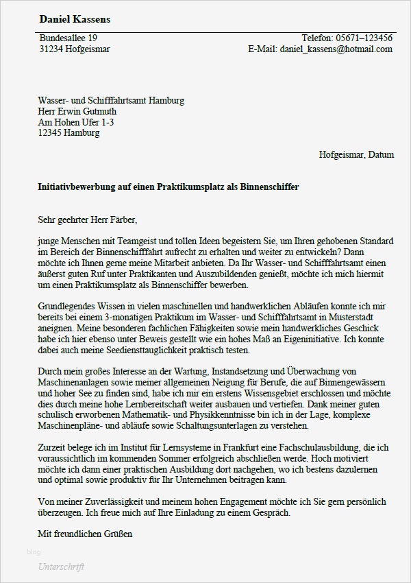 Aok Praktikum Bewerbung Vorlage Luxus Bewerbung Binnenschiffer Praktikum sofort Download